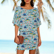 Load image into Gallery viewer, Bluewater Bloom Women’s side tie Short Sleeve Dress