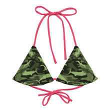Load image into Gallery viewer, Green Saltwater Camo recycled string bikini top