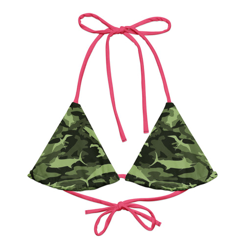 Green Saltwater Camo recycled string bikini top