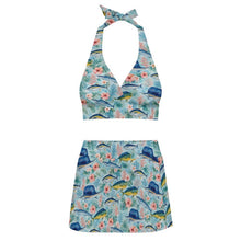Load image into Gallery viewer, Bluewater Bloom Halter Top &amp; Skirted Bikini Set