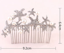 Load image into Gallery viewer, Starfish and Pearls hair comb