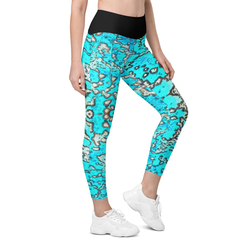 Barrier Reef High Waisted Leggings with Side Pockets available in XS to Plus Size 6XL