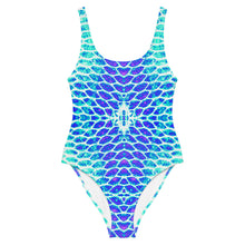 Load image into Gallery viewer, Blue Fish Scale One-Piece Swimsuit