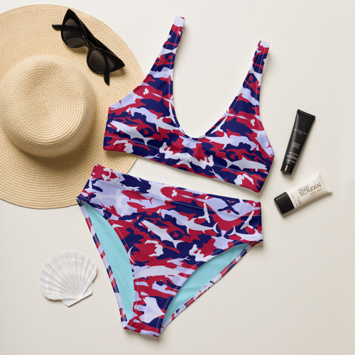 Patriotic Saltwater Camo Recycled high-waisted bikini