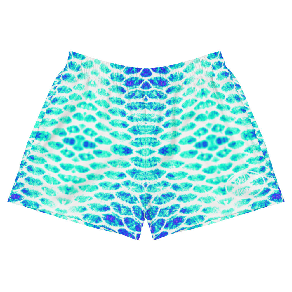 Blue Fish Scale Women's Athletic Short Shorts