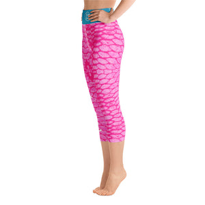Pink Scale Reel Mermaid Capri Leggings