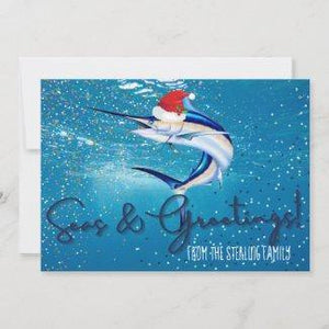 Personalized Marlin Seas & Greetings Card - Island Mermaid Tribe
