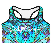 Load image into Gallery viewer, Mermaid Scale Blues Print Sports bra