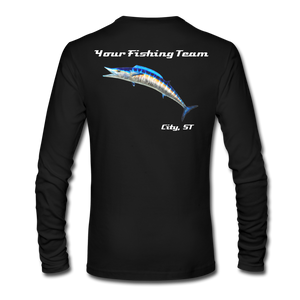 Custom Wahoo Fishing Long Sleeve T-Shirt - black