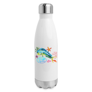 Reel Mermaid Glitter Insulated Stainless Steel Water Bottle - white